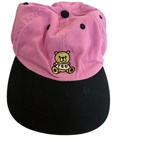 Teddy Fresh Pink And Black Baseball Hat Y2K Teddy Bear Adjustable Cap - Picture 1 of 6